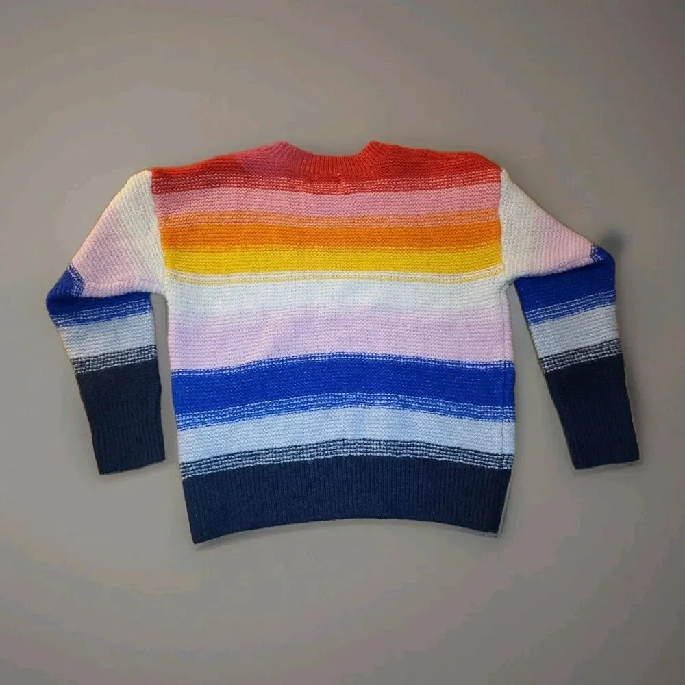 Old Navy Striped Sweater Womens XS Festive Craft Rainbow Split Colorblock Knit